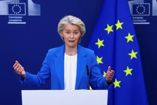 European Commission President Ursula von der Leyen speaks at a press conference in Brussels, Belgium, on April 13. Photo: Reuters
