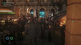 007 First Light screenshot showing Bond walking down some steps to a busy gala