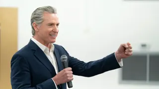 MANNING, SOUTH CAROLINA - FEBRUARY 23: California Gov. Gavin Newsom speaks to a crowd during an event hosted by the South Carolina Democratic Party at the Carter-Sullivan American Legion on February 23, 2026 in Manning, South Carolina. The Governor had scheduled appearances in Pineville, Manning and Rock Hill, South Carolina on Monday. (Photo by Sean Rayford/Getty Images)