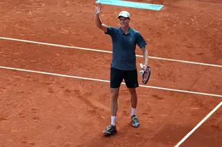 Italy’s Jannik Sinner celebrates beating France’s Arthur Fils during their 2026 ATP Tour Madrid Open tennis tournament semi-final singles match at the Caja Magica in Madrid May 1, 2026. — AFP pic