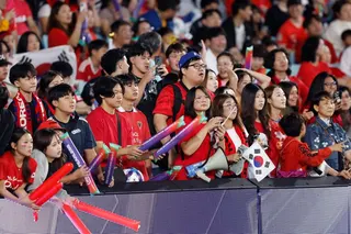 Korea Republic fans are seen during a match.