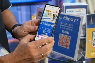 Alipay QR code in Jakarta, Indonesia, after the launch of the China-Indonesia cross-border payment system. Photo: Xinhua