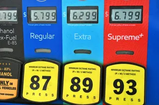 Gas prices at a station.