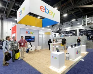 Visitors view the eBay booth at CES trade show in Las Vegas