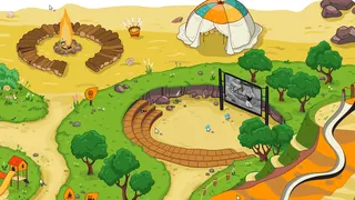 A bunch of cursors huddled around a projector screen watching a black-and-white Popeye cartoon.