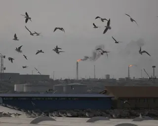 A view of oil facilities on the Kharg Island