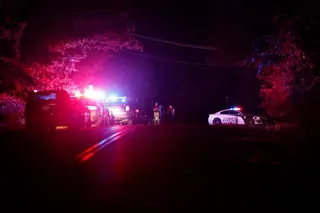 Police block off near S. Air Depot boulevard in Edmond, Oklahoma, after a campground shooting at Lake Arcadia on Sunday. Photo: AP