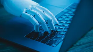 robotic hand using laptop
