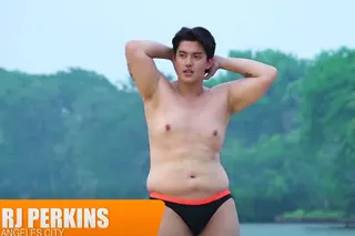 RJ Perkins during his viral appearance in the swimsuit round of the Mister Pampanga pageant. Photo: Facebook / Mister Pampanga