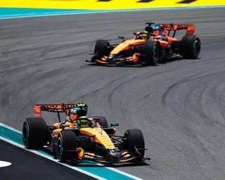 Lando Norris ahead of Oscar Piastri at the Miami Grand Prix