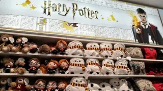 西班牙馬德里一家名創優品門店內的《哈利波特》周邊商品，包括毛絨玩具及各類商品。