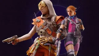 A combined image of two female Arc Raiders characters, one shown at closer proximity and wearing an orange hooded outfit, the other pictured from further away with a rad pink top.