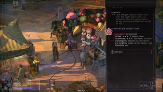 Zero Parades: For Dead Spies demo screenshot showing you talking to people in the bazaar