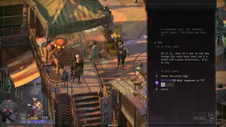 Zero Parades: For Dead Spies demo screenshot showing you talking to people under a green gazebo in the bazaar