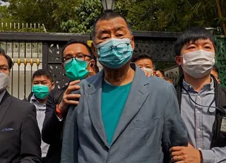Jimmy Lai being arrested in Hong Kong in April 2020