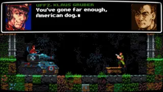 Uffz. Klaus Gruber tells Chuck Rosetti, lead of Wolfhound: "You've gone far enough, American dog!"