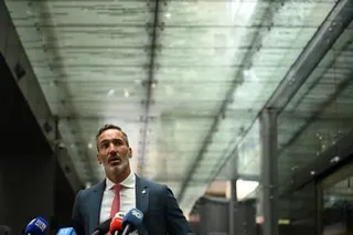 Alex Ryvchin leaves after giving evidence at the royal commission.