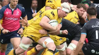 Aaron Wainwright carries the ball for Dragons at Montpellier