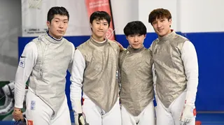 Hong Kong’s men’s team (from left) Cheung Ka-long, Leung Chin-yu, Harris Ho and Ryan Choi. Photo: FIE