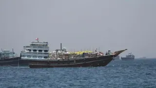 A number of commercial ships seen in the Strait of Hormuz