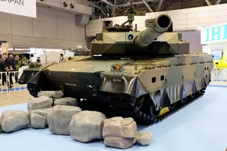 A Japanese tank is displayed at a defence equipment fair in Chiba, Japan in 2019. Analysts expect the loosening of Japan’s arms export policy to drive growth in its defence industry. Photo: Kyodo via Reuters