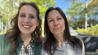 Local politicians Anneke Veenhoff (left) and Anke Bakker smile at the camera