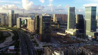 航拍珠海橫琴粵澳深度合作區市面的摩天高樓（2/9/2021）