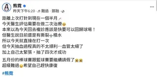 熊霓公開復原進度。（圖／翻攝自熊霓 臉書）