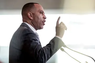 U.S. House Minority Leader Hakeem Jeffries (D-NY) delivers remarks at the United States Holocaust Memorial Museum’s National Commemoration of the Days of Remembrance at the U.S. Capitol in Washington, D.C., U.S., April 14, 2026. REUTERS/Evelyn Hockstein