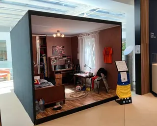 An art installation showing the empty bedroom of a Ukrainian child