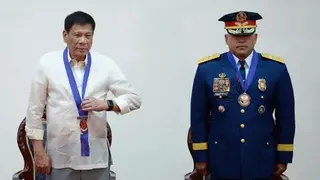 Getty Images Former Philippine President Rodrigo Duterte and his police chief General Ronald Dela Rosa also known as Bato