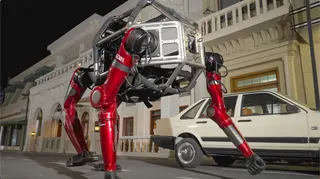 The Unitree GD01 ‘mecha’ robot seen in four legged mode.  Photo: Handout