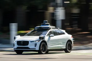 A Waymo autonomous taxi in Mountain View, California.