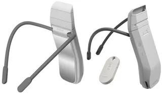 The Sony Reon Pocket Pro Plus pictured from two angles alongside its sensor accessory.