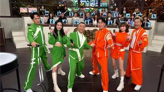 《真料理兩鍋論》主持人黃鐙輝（左起）、君白、邰智源、羅時豐、斐棋、KID林柏昇。 （麥卡貝網路電視提供）