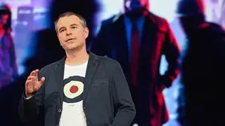 Ubisoft's Clint Hocking introduces "Watch Dogs Legion," at the Ubisoft E3 press conference in Los Angeles, California on June 10, 2019. The new title is set in a post-Brexit dystopian surveillance state. The E3 Electronic Entertainment Expo takes place at the Los Angeles Convention Center June 11-13 (Photo by Robyn Beck / AFP) (Photo by ROBYN BECK/AFP via Getty Images)