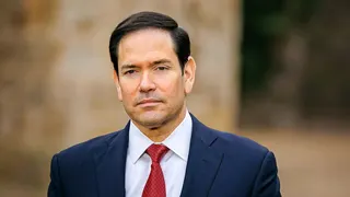 Marco Rubio standing at the G7 Foreign Ministers' Meeting in Cernay-la-Ville, France