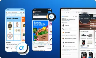 Along with using the search bar to talk to Alexa for Shopping, the cursive “a” indicates other places you can interact with the shopping assistant.