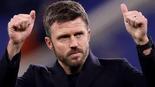 Michael Carrick acknowledges Manchester United fans following victory over Everton in February