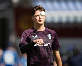 Sonny Baker in a warm-up before an ODI