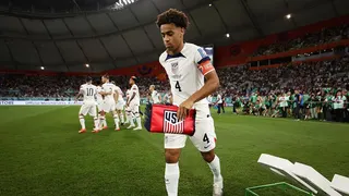 Tyler Adams of United States looking on at Khalifa International Stadium in Doha