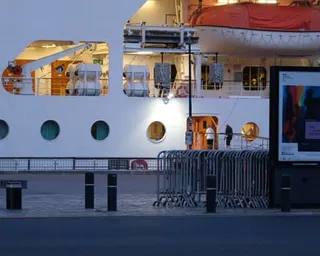 People near the vessel docked in Bordeaux