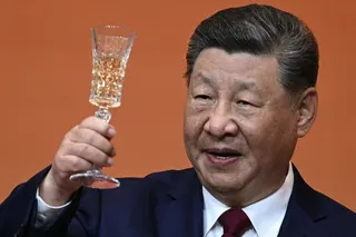 A toast to two countries at the Great Hall of the People on Thursday. Photo: AFP
