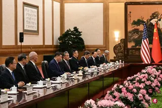 习近平与特朗普会谈时说，台湾问题是中美关系中最重要的问题。 （法新社）