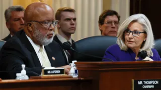 Rep. Bennie Thompson and Rep. Liz Cheney seated at a committee meeting in Washington, D.C.