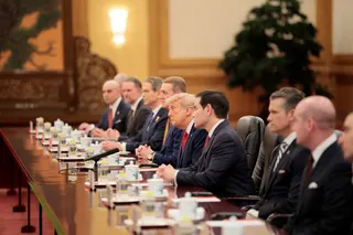 US President Donald Trump participates in an expanded bilateral meeting with Chinese President Xi Jinping (not pictured) at the Great Hall of the People in Beijing, China. — Reuters pic
