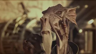 Sebulba-looking character twirling his mustache in Star Wars: Galactic Racer.