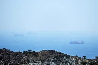 Tankers and bulk carriers in the Strait of Hormuz.