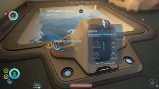 A moonpool with a vehicle fabricator and the tadpole crafting recipe in Subnautica 2.
