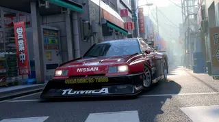 A Nissan Skyline on the streets of Tokyo in Forza Horizon 6.